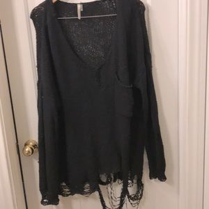 MITTOSHOP destructed distressed black goth sweater